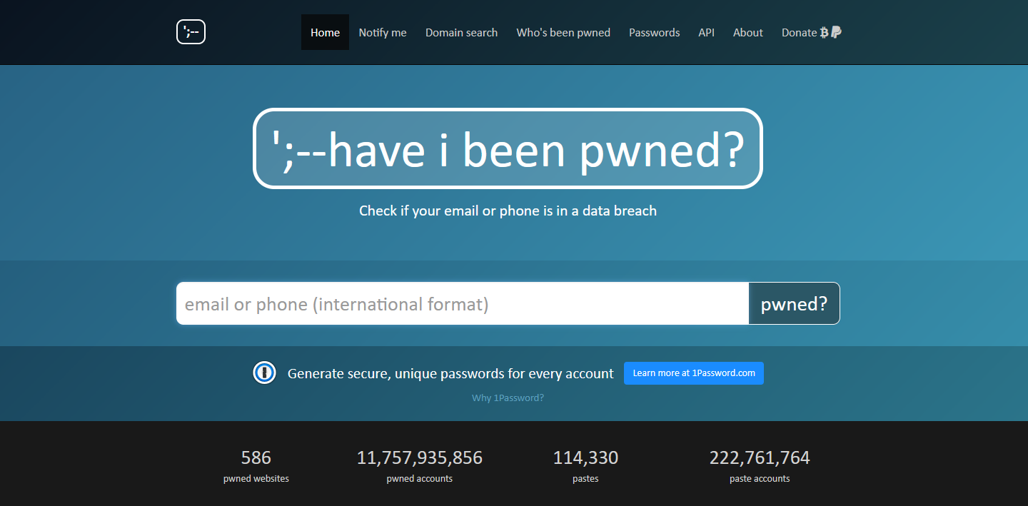 De site Have I been pwned