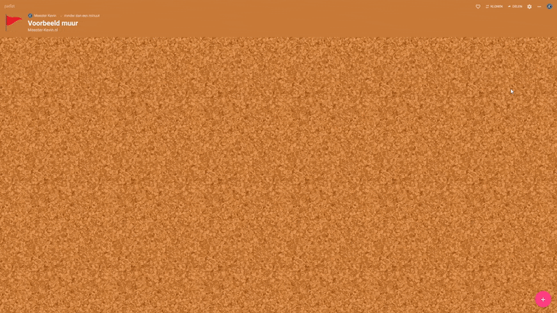 Een GIF die laat zien hoe je een bericht plaatst op de Padlet.