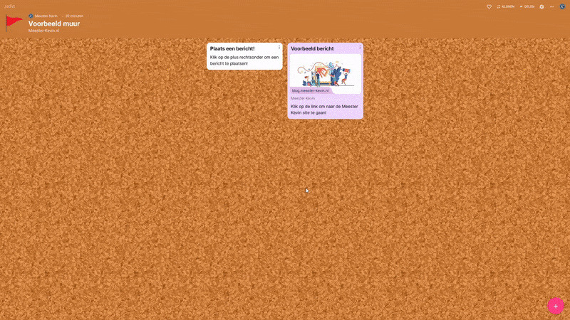 Een GIF die laat zien hoe je intelt wie bij de Padlet kan en wat ze dan mogen.